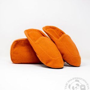Armand Diradourian Women's Cashmere Travel Slippers Bright Orange Size Small